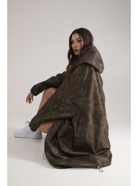 Płaszcz Longline Hoodie oversize camo