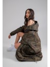 Płaszcz Longline Hoodie oversize camo