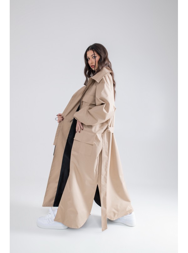 Parka Longline Collar Oversize mocca