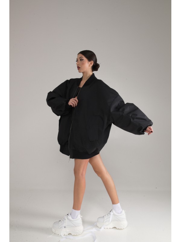 Black oversized hotsell bomber jacket