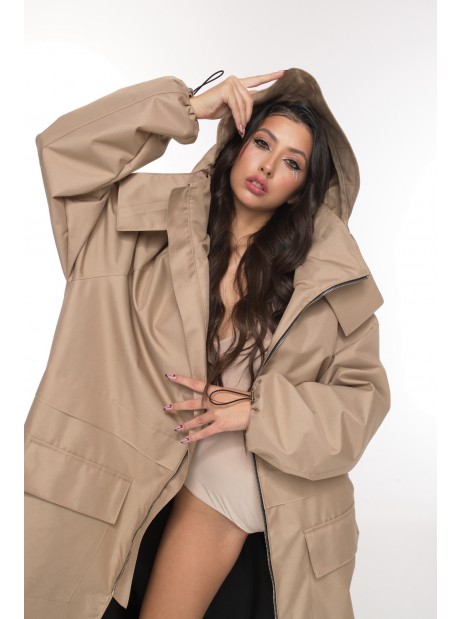 Parka Longline Hoodie Oversize mocca