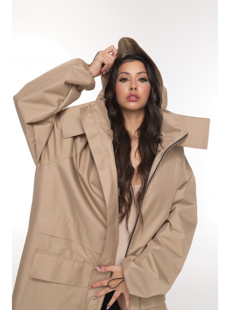 Parka Longline Hoodie Oversize mocca