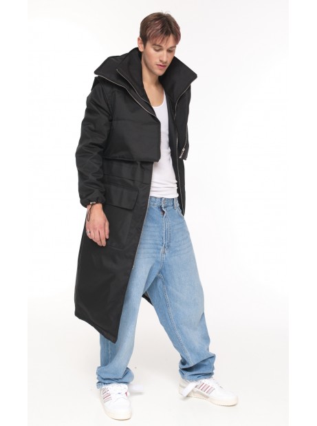 Parka Longline Collar Vest Oversize black