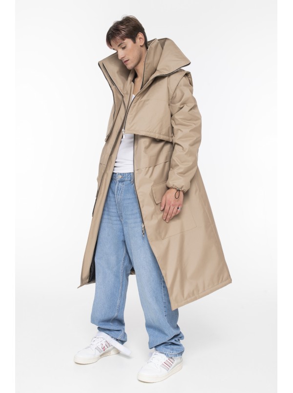 Parka Longline Collar Vest Oversize mocca