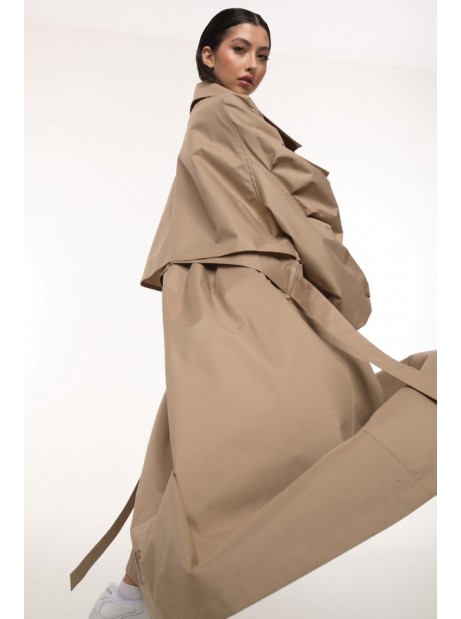 Coat / trench maxi oversize mocca