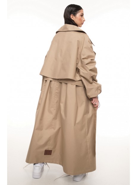 Coat / trench maxi oversize mocca