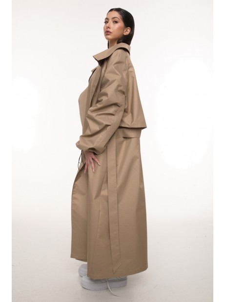 Coat / trench maxi oversize mocca