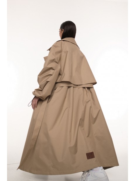 Coat / trench maxi oversize mocca