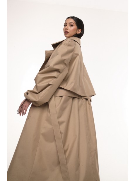 Coat / trench maxi oversize mocca