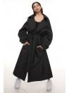 Oversize maxi trench coat in black