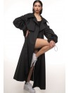 Oversize maxi trench coat in black