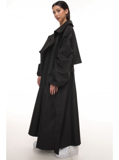 Oversize maxi trench coat in black