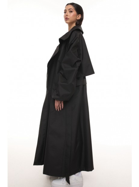 Oversize maxi trench coat in black