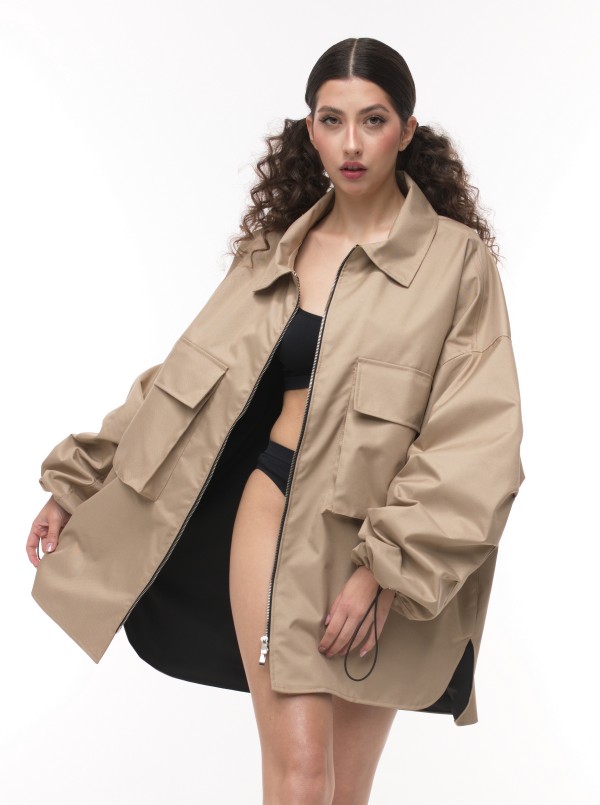 Kurtka koszulowa mocca oversize