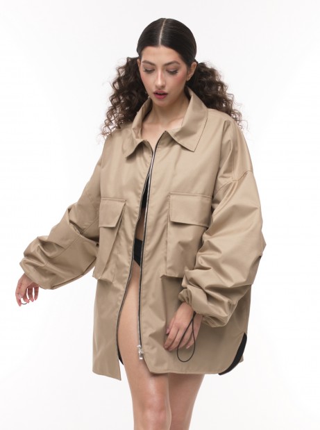 Kurtka koszulowa mocca oversize