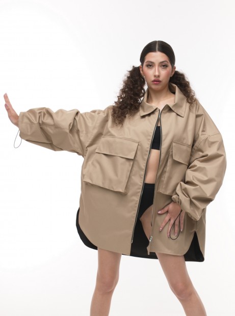 Kurtka koszulowa mocca oversize