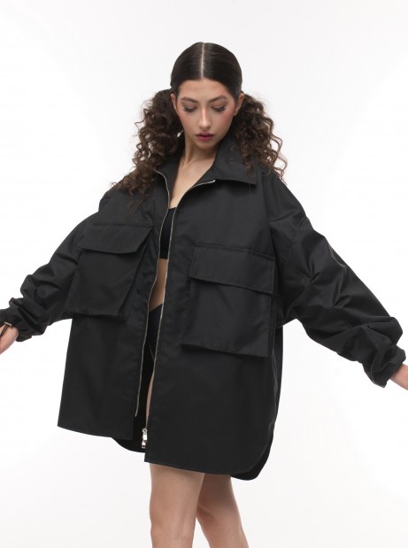 Black oversize shirt jacket