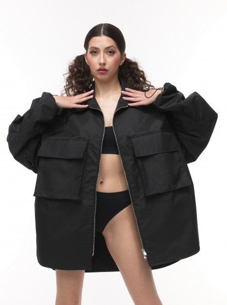 Black oversize shirt jacket