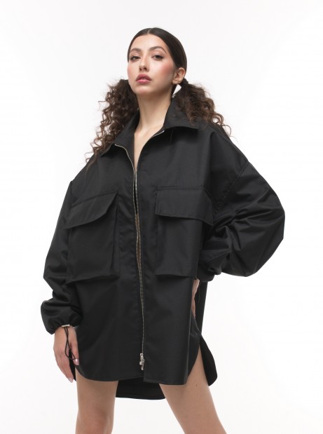 Black oversize shirt jacket