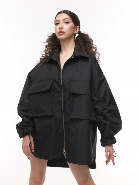 Black oversize shirt jacket