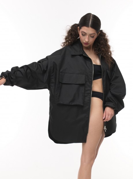 Black oversize shirt jacket