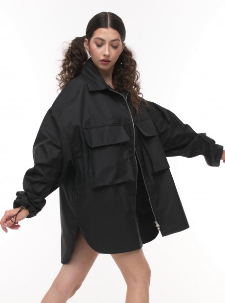 Black oversize shirt jacket