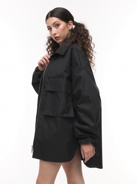 Black oversize shirt jacket