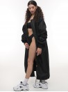 Black oversize bomber maxi coat