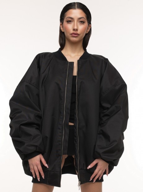 Płaszcz longline hoodie oversize black