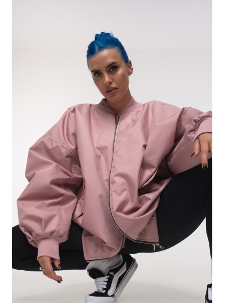 Kurtka typu bomber oversize dusty pink