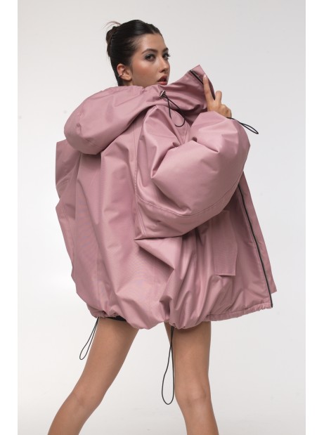 Kurtka bomber hoodie oversize dusty pink