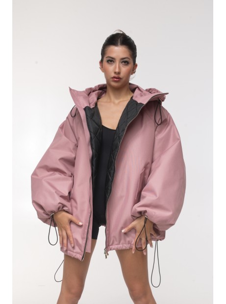 Kurtka bomber hoodie oversize dusty pink