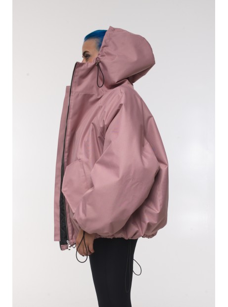 Bomber hoodie oversize dusty pink jacket