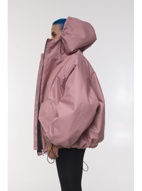 Kurtka bomber hoodie oversize dusty pink