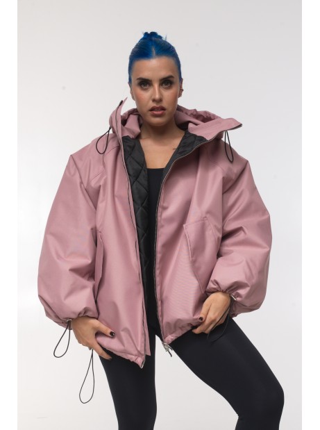 Bomber hoodie oversize dusty pink jacket