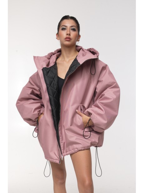 Bomber hoodie oversize dusty pink jacket