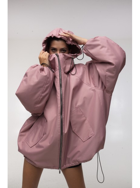 Bomber hoodie oversize dusty pink jacket