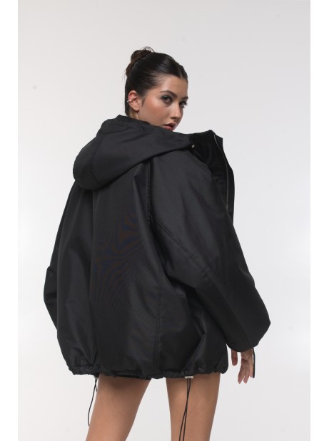 Bomber hoodie oversize jacket black