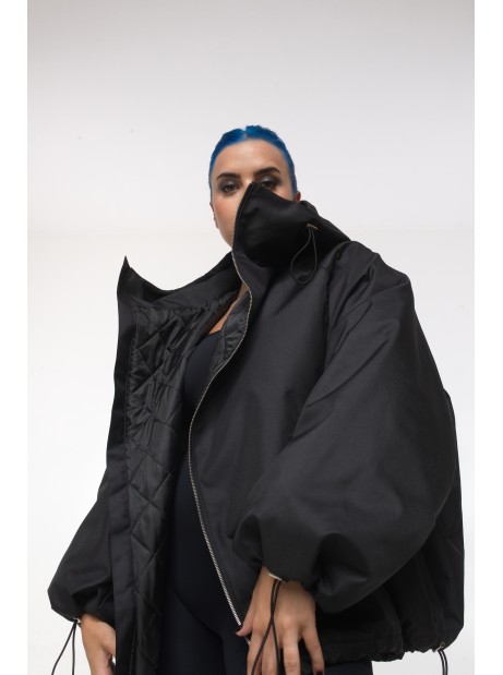 Kurtka bomber hoodie oversize black