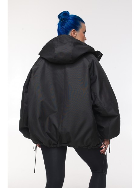 Bomber hoodie oversize jacket black