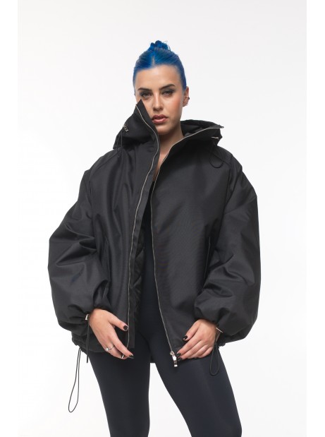 Bomber hoodie oversize jacket black