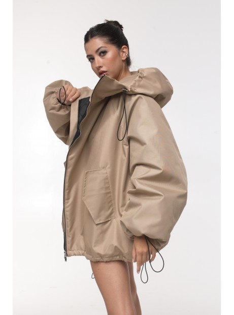 Bomber hoodie oversize jacket mocca