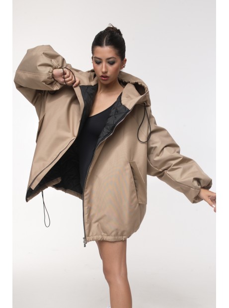 Bomber hoodie oversize jacket mocca