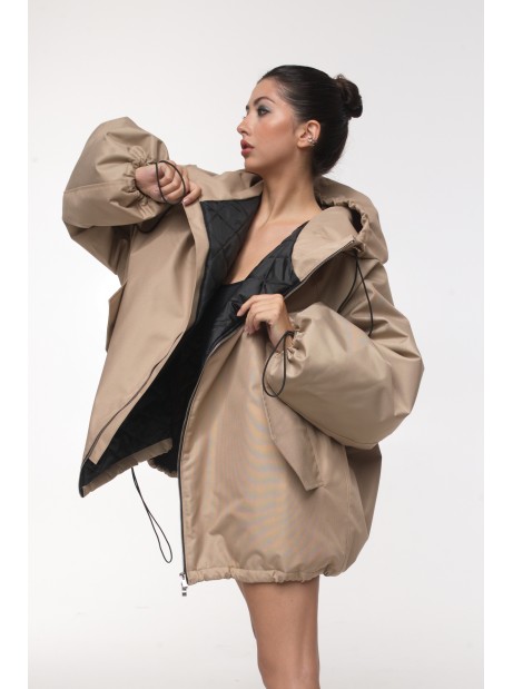 Bomber hoodie oversize jacket mocca