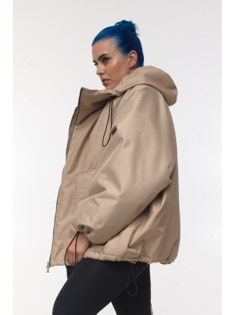 Bomber hoodie oversize jacket mocca