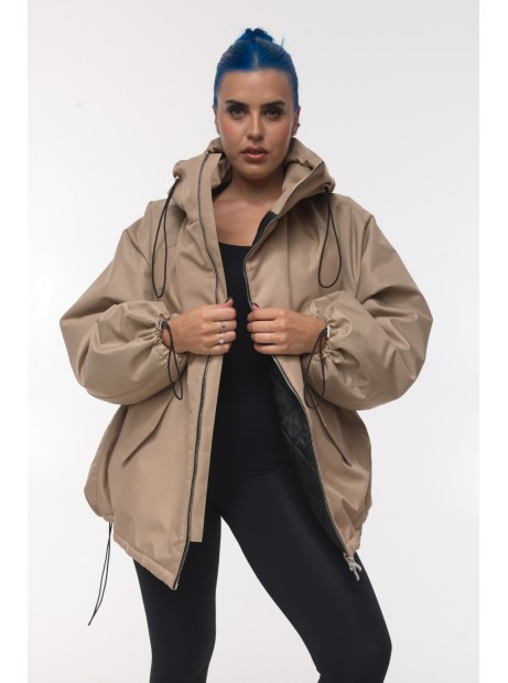 Bomber hoodie oversize jacket mocca