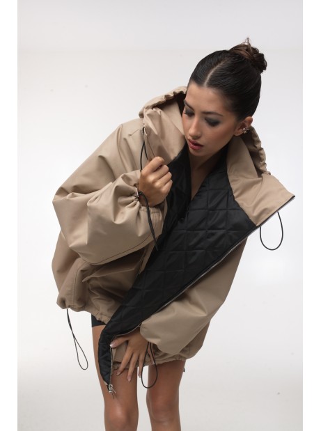 Bomber hoodie oversize jacket mocca