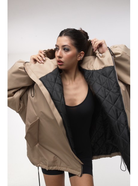 Bomber hoodie oversize jacket mocca