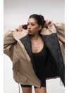 Bomber hoodie oversize jacket mocca