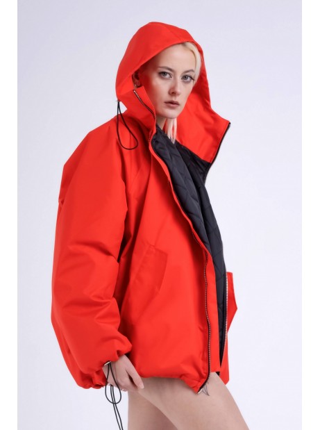 Kurtka bomber hoodie oversize red